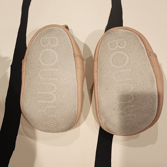 Boumy Pink Leather Baby Booties with Bunny Print - Size XS - Picture 3 of 3